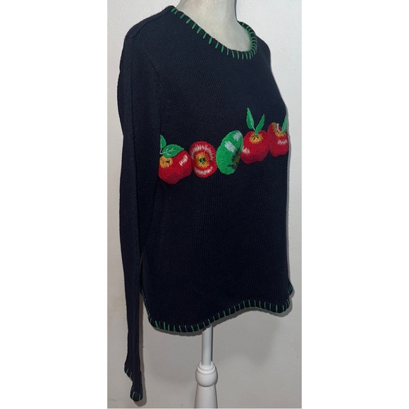Vtg Embroidered Apples Pullover Sweater - Picture 2 of 8